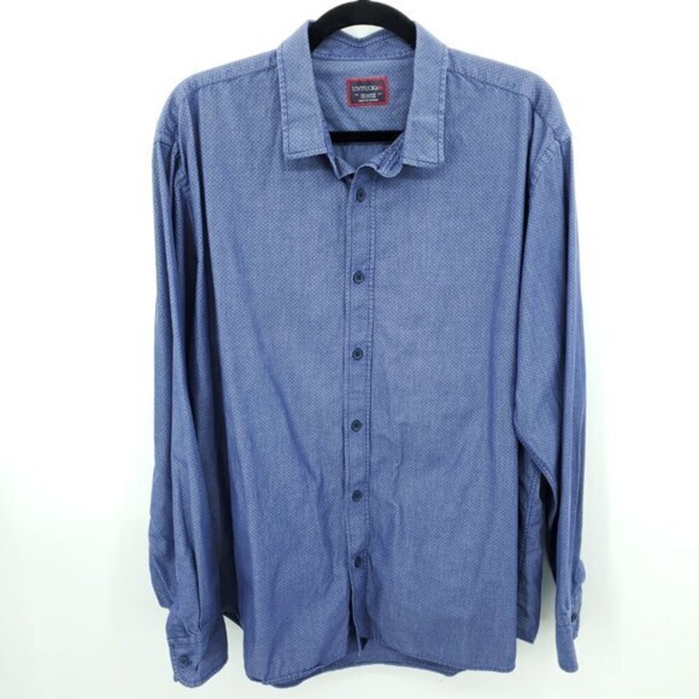 UNTUCKit 100% Cotton Button Up Shirt XXL Blue Dot Print